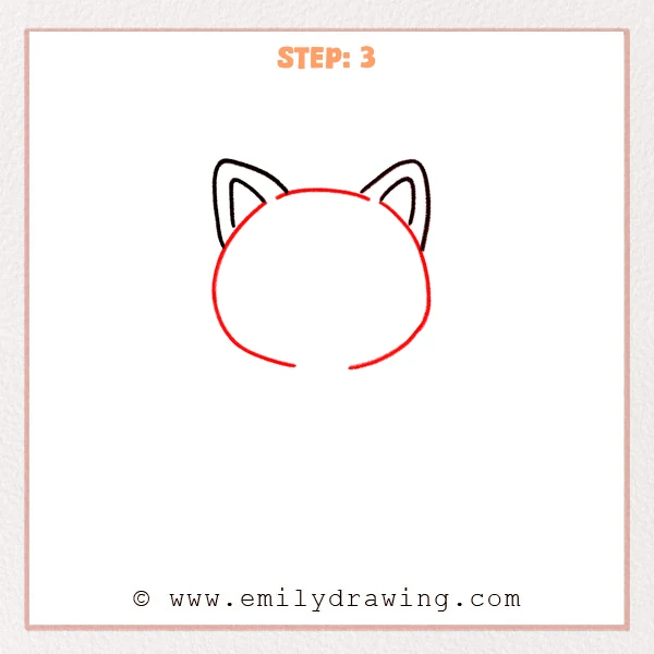 how to draw a black cat - Step 3: The black cat’s head is drawn as a rounded shape with a small opening below.